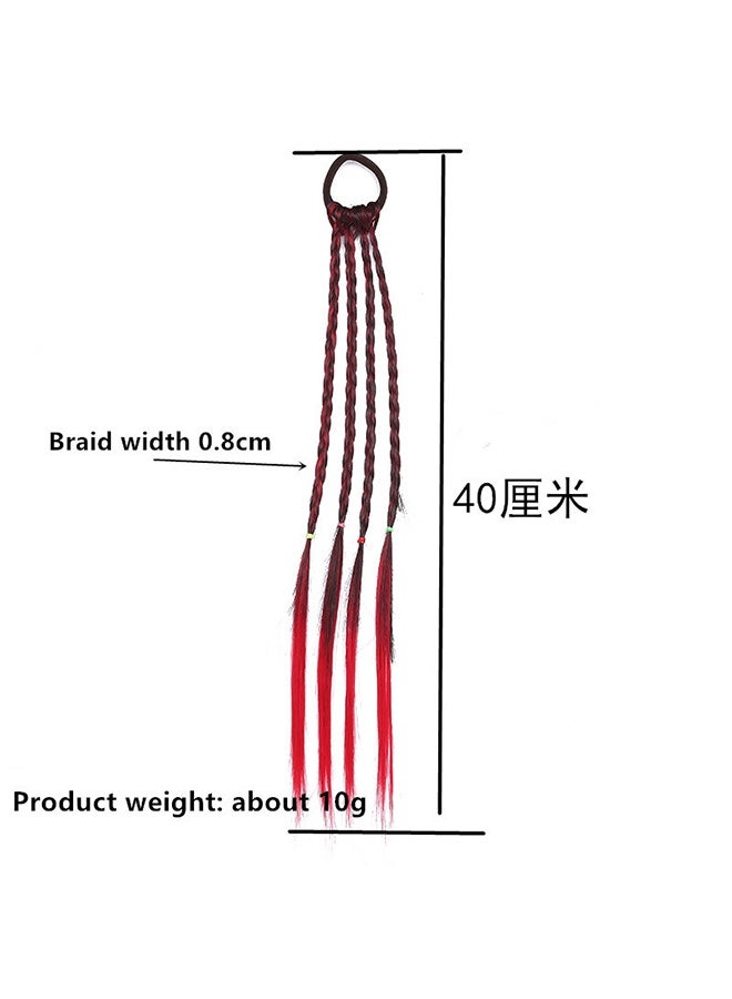 وصلات شعر ملونة للفتيات، تمديد ذيل حصان مضفر، إكسسوارات شعر للفتيات، وصلات ضفائر شعر ملونة، 6 قطع إكسسوارات يوم الجنون مع أربطة شعر (6 قطع ضفائر ملونة) - Image 2